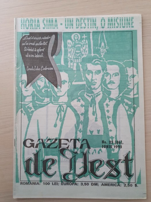 gazeta de vest iunie 1993-revista legionara-horia sima un destin,o misiune