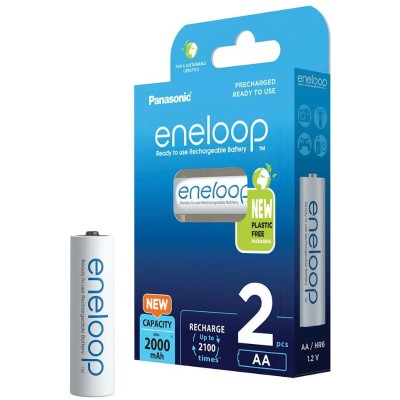 Panasonic Eneloop set acumulatori Ni-MH AA R6 2000mA 2100 cicluri 2buc BK-3MCDE/2BE 5410853064176 foto