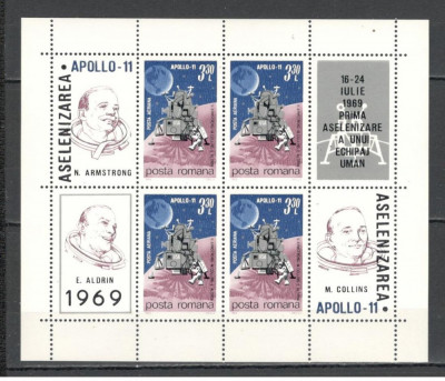 Romania.1969 Posta aeriana:Cosmonautica Apollo 11-Bl. YR.428 foto