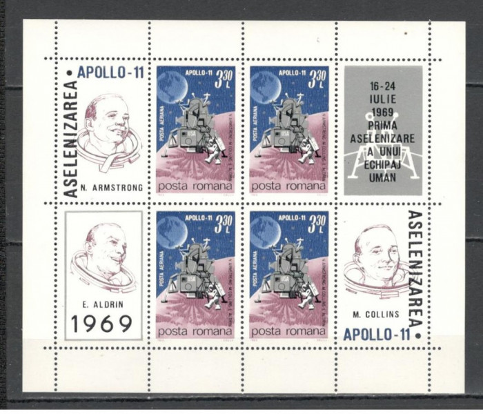 Romania.1969 Cosmonautica:Apollo 11-Bl. TR.278