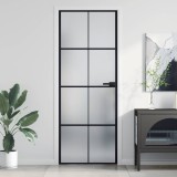vidaXL Ușă de interior negru 76x201,5 cm sticlă securiz./aluminiu slim 155125