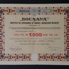 Actiune 1928 banca Bocsana , institut de economii si credit , actie , actiuni