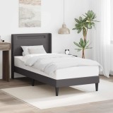 vidaXL Cadru de pat cu benzi LED Gri 80 x 200 cm Piele artificială 42027960