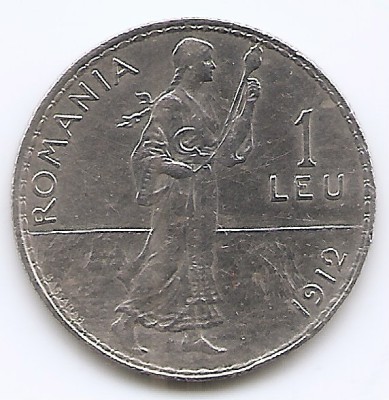 Romania 1 Leu 1912 - Carol I, Argint 5g/835 KM-42 foto
