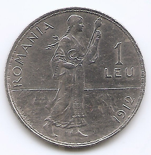 Romania 1 Leu 1912 - Carol I, Argint 5g/835 KM-42