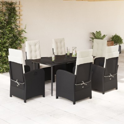 vidaXL Set mobilier de grădină cu perne, 7 piese, negru, poliratan 3212296 foto