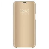 Husa compatibila cu Samsung Galaxy A32 5G , Clear View Flip Mirror Stand, Auriu