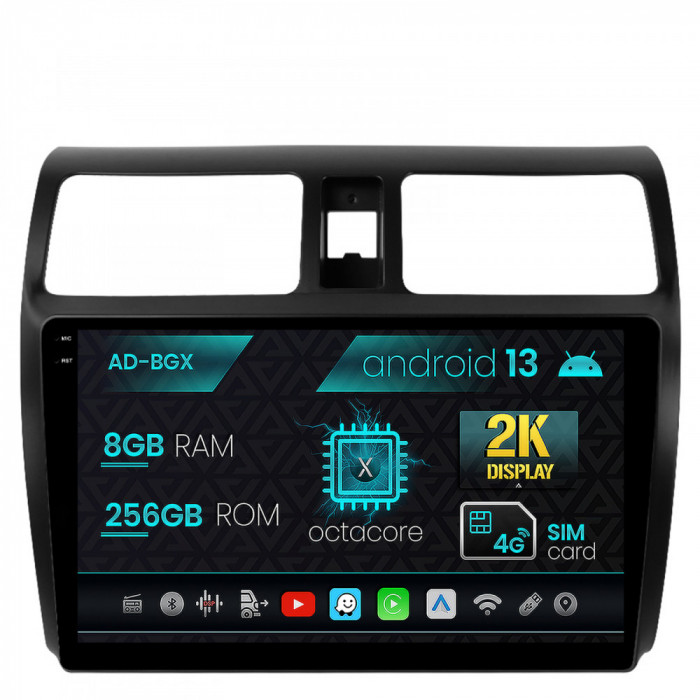 Navigatie Suzuki Swift (2003-2010), Android 13, X-Octacore 8GB RAM + 256GB ROM, 9.5 Inch - AD-BGX9008+AD-BGRKIT301