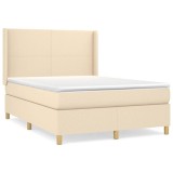 Cumpara ieftin Pat continental cu saltea, crem, 140x200 cm, material textil