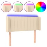 Cumpara ieftin Tablie de pat cu LED, crem, 103x16x78/88 cm, textil