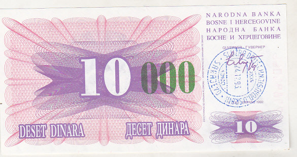 bnk bn Bosnia 10000 dinari 1993 unc