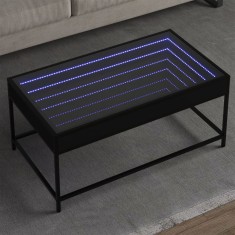 vidaXL Măsuță de cafea cu LED infinity, negru, 90x50x41 cm 847687