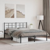 VidaXL Cadru de pat metalic cu tăblie, negru, 150x200 cm 355563