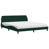 Cumpara ieftin Pat cu saltea, Dover, verde inchis, 180x200 cm, catifea