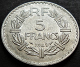 Cumpara ieftin Moneda istorica 5 FRANCI / FRANCS - FRANTA, anul 1949 * cod 2736 B, Europa, Aluminiu