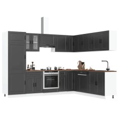 vidaXL Set dulap de bucătărie 14 piese &bdquo;Porto&rdquo; lemn negru prelucrat 3314992