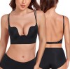 Sutien cu decolteu adanc, Lemorosy Backless L02, push-up cu armatura, spate gol, bretele multifuncționale pentru rochii elegante, marime 75B, Negru