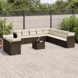 Gossi set canapele de gradina cu perne, 12 piese, maro, poliratan