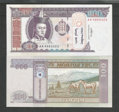 MONGOLIA 100 TUGRIK 2008 UNC [1] P- 65 b , necirculata foto