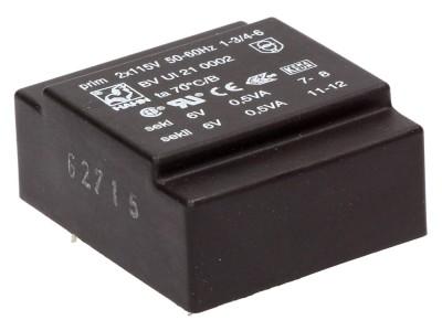 Transformator &amp;icirc;ncapsulat 1VA 115V 6V PCB foto