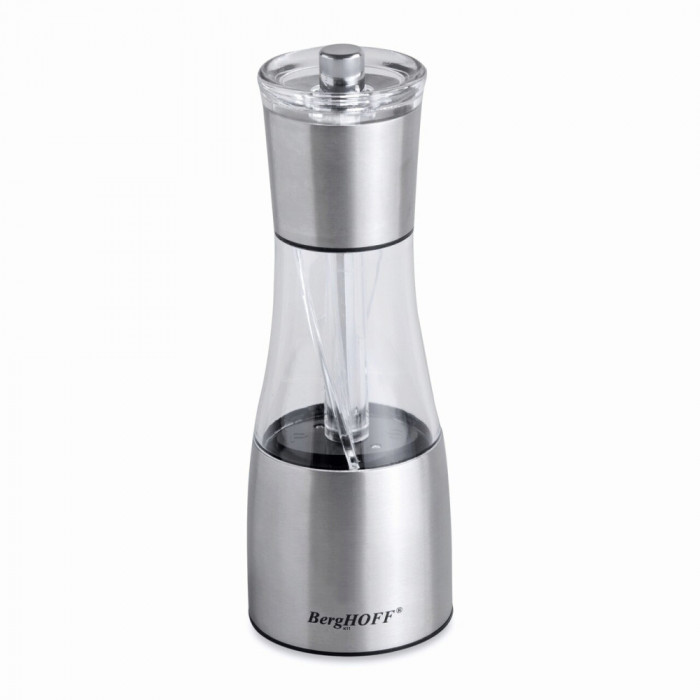 Rasnita Duo pentru sare si piper BergHOFF, Essentials, &Oslash;6.5 x 19 cm, inox, argintiu