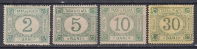 ROMANIA 1888 TAXE DE PLATA EMISIUNEA a IV-a SERIE COMPLETA GUMA ORIGINALA SERIE COMPLETA SARNIERA foto