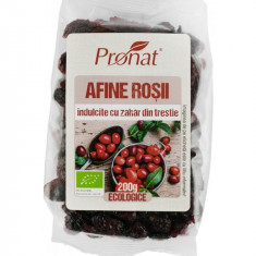 Afine Rosii Indulcite cu Zahar din Trestie Bio 200 grame Pronat