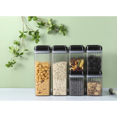 Cutii de Depozitare Alimente, Flippy, Set din 6 Cutii de tip Container, Recipiente pentru Cereale in Bucatarie, Diferite marimi, Transparente cu Capac foto
