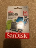 Card de memorie microSD Sandisk 16GB clasa 10, 80MB/s, Full HD, 16 GB