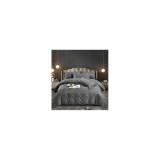 Cumpara ieftin Lenjerie de Pat Dublu Cu Elastic - 100% Bumbac Damasc 6 Piese- JO302 Gri Inchis