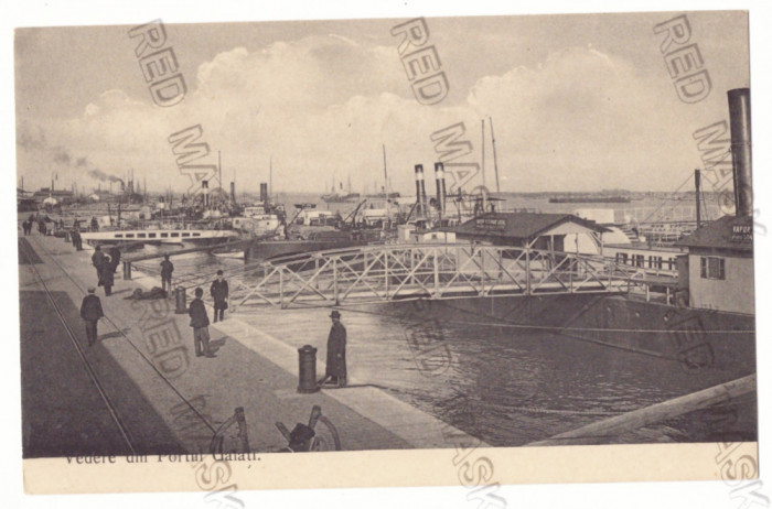 2065 - GALATI, Harbor, ships, Romania - old postcard - unused