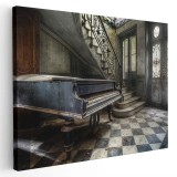 Tablou canvas pian vechi in casa parasita, maro, gri 1200 Tablou canvas pe panza CU RAMA 70x100 cm