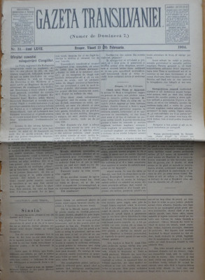 Gazeta Transilvaniei , Numer de Dumineca , Brasov , nr. 33 , 1904 foto
