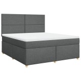 Cumpara ieftin Pat box spring cu saltea, gri inchis, 180x200 cm, textil