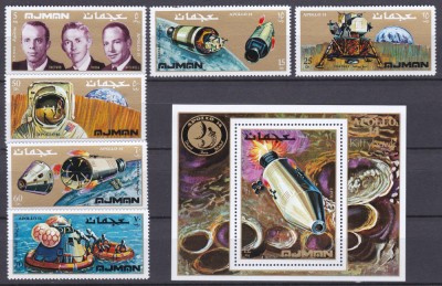 DB1 Cosmos Ajman Apollo 14 6 v. + SS MNH foto