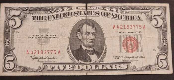 America 5 Dolari 1963 seria A42183775A