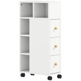 HOMCOM Unitate de Stocare pentru Baie Slim cu Roți - Alb | Aosom Romania