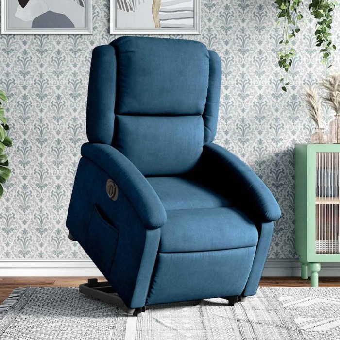 vidaXL Fotoliu electric rabatabil cu ridicare, albastru, catifea 3204332
