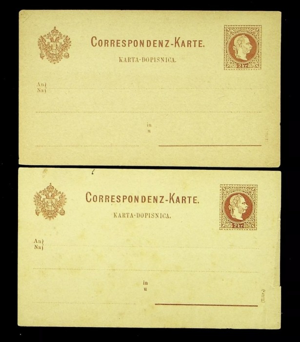 2 cărți poștale necirculate 2Kr. -1900