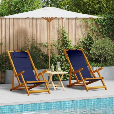 vidaXL Scaun de plajă cu pernă Pliere 2 pcs Maro 61.5 x 123 x 82cm foto