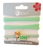 Cumpara ieftin Set 3 elastice de par, Love, 8 cm, Verde, 47BJ