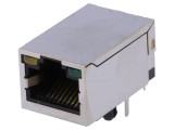 Conector RJ45 soclu PIN 8 ecranat cu diodă LED THT