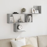 Raft perete Gossi, 100x15x70 cm, lemn prelucrat, gri sonoma, depozitare, design economisitor spatiu, usor de curatat