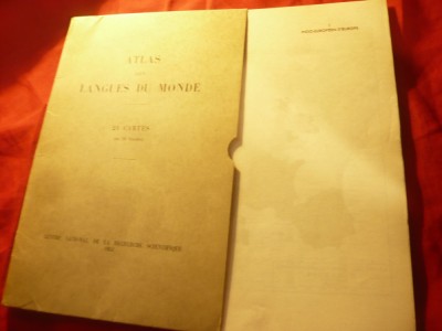Atlasul Limbilor in lume -Ed.1952 in lb franceza ,21 harti , 26 file foto