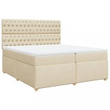 Cumpara ieftin Pat box spring cu saltea, crem, 200x200 cm, textil