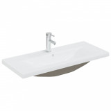 VidaXL Chiuvetă &icirc;ncorporată cu robinet, alb, 91x39x18 cm, ceramică