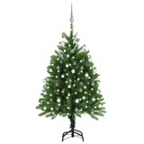 vidaXL Brad de Crăciun pre-iluminat cu set globuri, verde, 120 cm 3077725