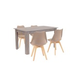 Cumpara ieftin Set de masă Zara 4+1 bej-stejar York