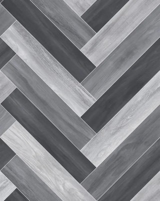 Linoleum Rezidential Antiderapant Clasa 21, Belgia, Model Venice 961M, Suport Spuma, Grosime 2.3 mm, Imitatie Parchet, Gri, Negru, PVC, Latime 2m, Mar foto