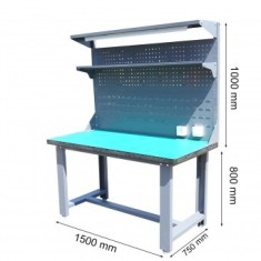 Masa, banc de lucru atelier cu priza 220V, panou perforat si iluminat LED 1500x750x800+1000mm